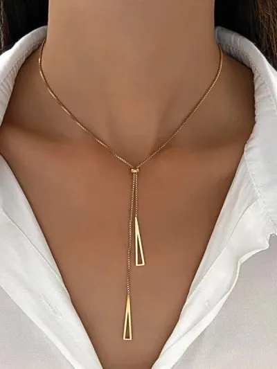 Collar acero inoxidable color dorado para dama
