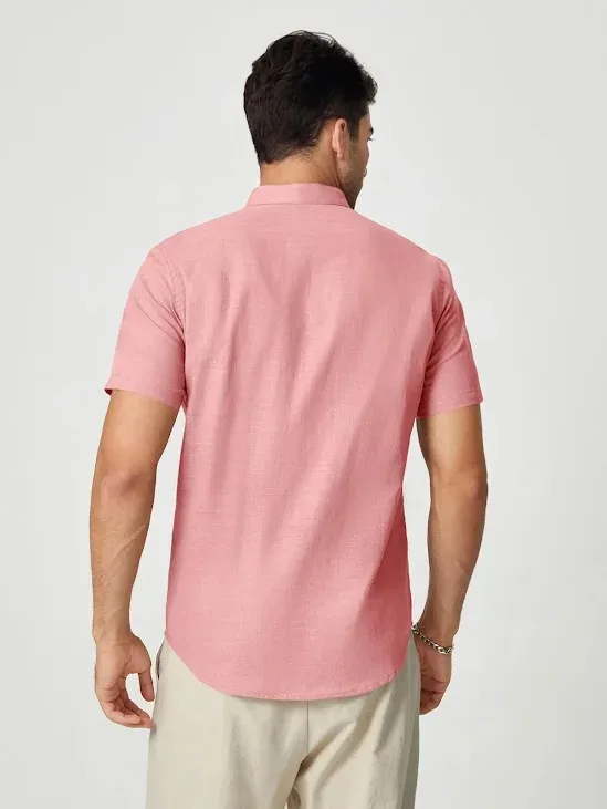 Camisa para caballero color rosado de cuello alto