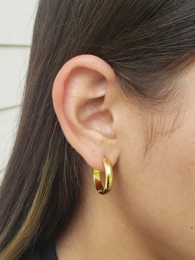 Argollas grandes acero inoxidable con diseño circular #COLOR DORADO