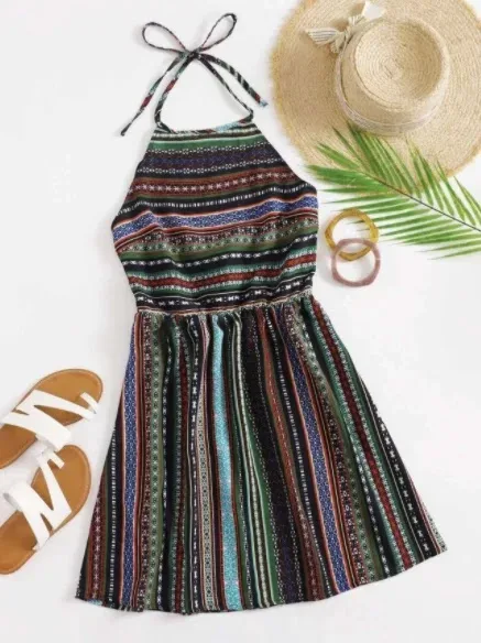 Vestido para dama con estampado tribal multicolor