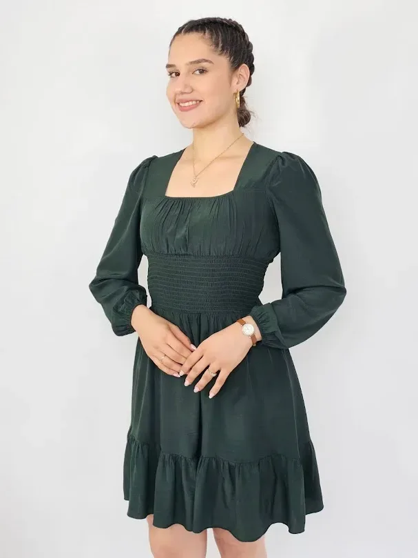 Vestido color verde oscuro para dama