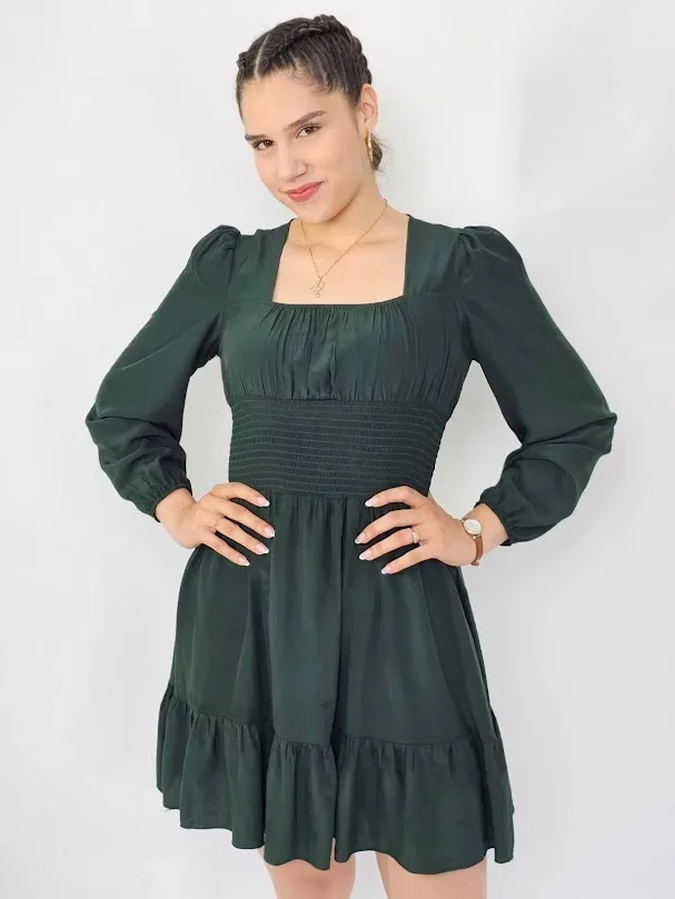 Vestido color verde oscuro para dama