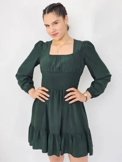 Vestido color verde oscuro para dama