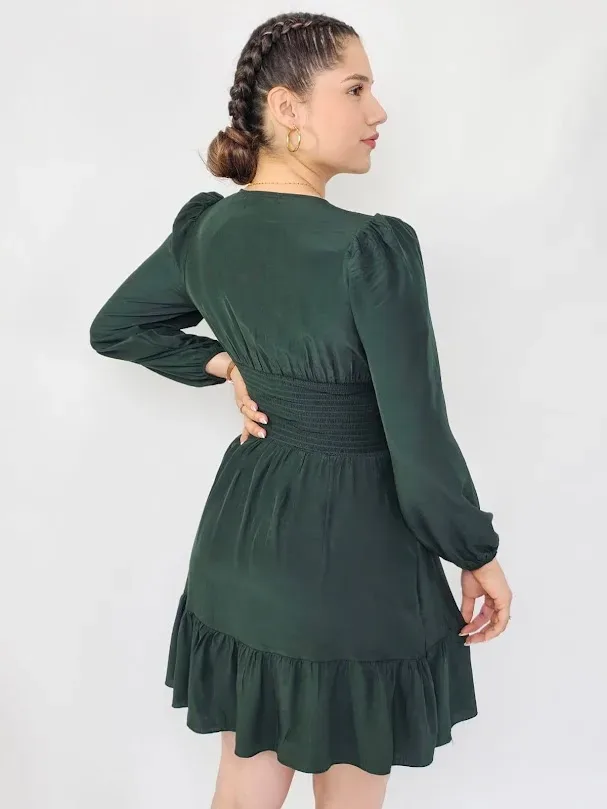 Vestido color verde oscuro para dama