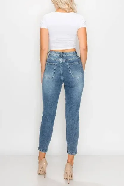 Mom Jeans para dama MH19318 color azul