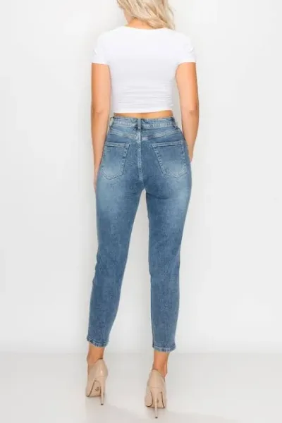 Mom Jeans para dama MH19318 color azul