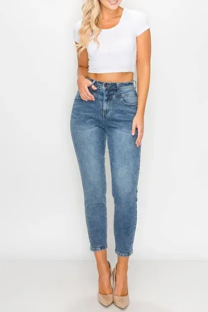 Mom Jeans para dama MH19318 color azul