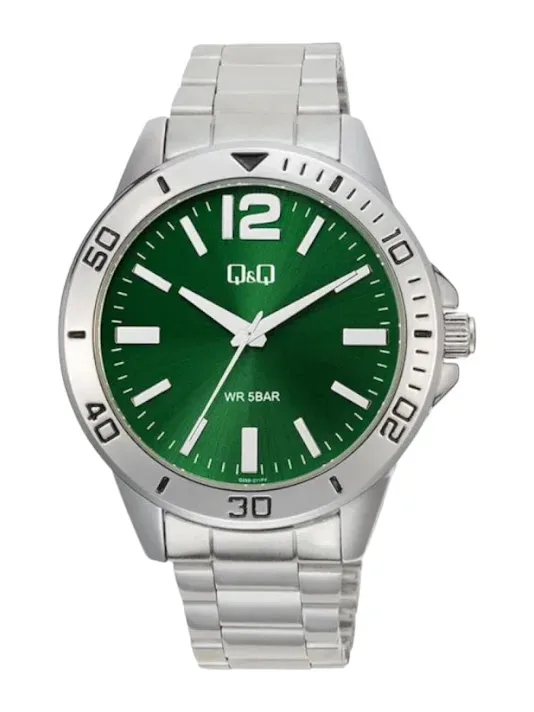 Reloj Q&Q para caballero Q28B-011PY COLOR PLATEADO