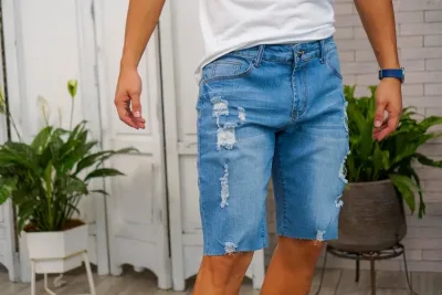Short de jean para caballero color azul
