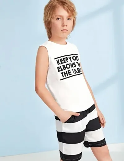 Conjunto para niño color blanco y negro