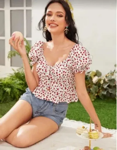 Blusa para dama color blanco con estampado floral