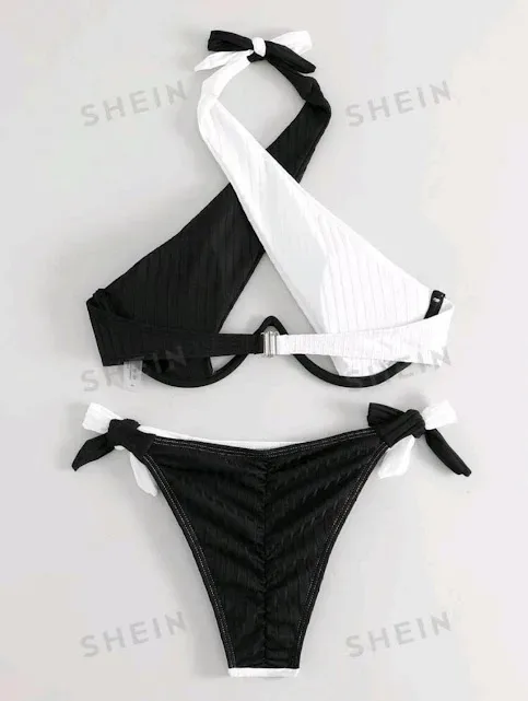 Vestido de baño para dama color negro y blanco