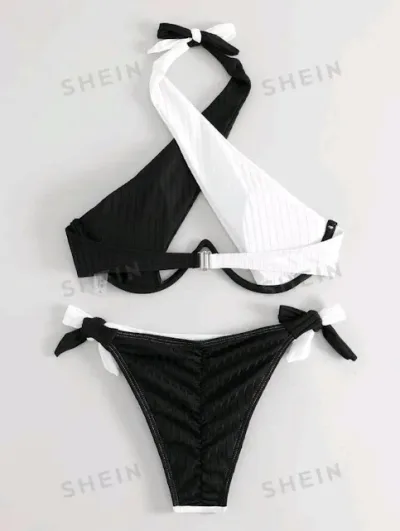 Vestido de baño para dama color negro y blanco