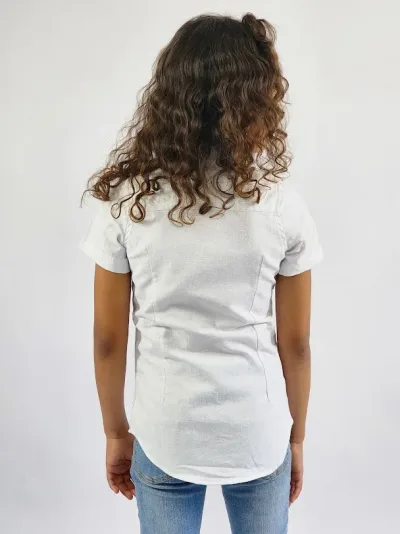 Camisa Cambrige Polo para niña color blanco