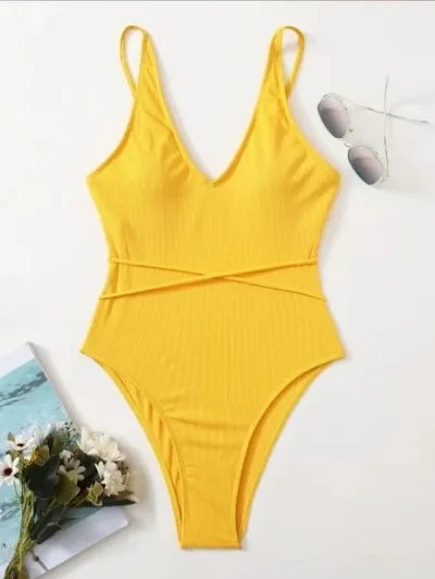 Vestido de baño para dama color amarillo