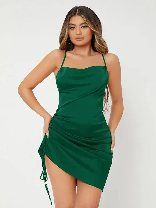 Vestido de satén para dama color verde