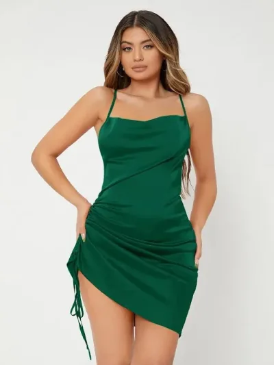 Vestido de satén para dama color verde