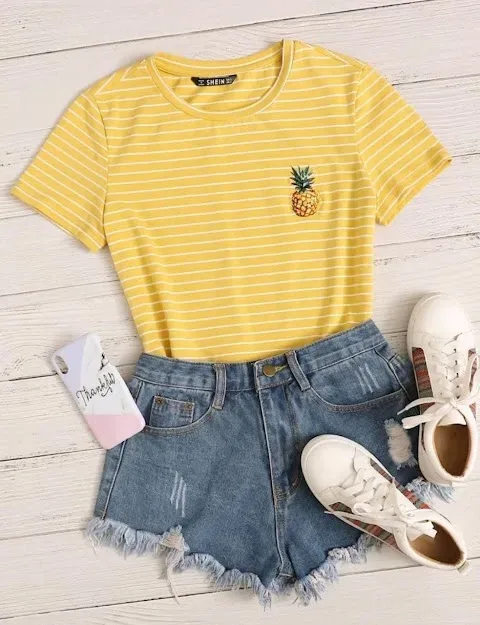Blusa para dama con diseño a rayas color amarillo