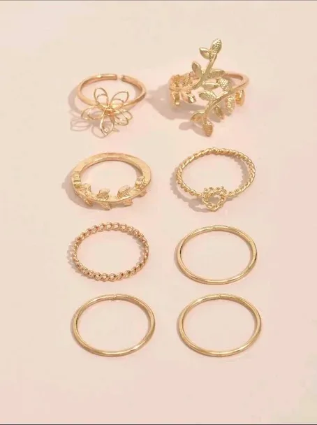 Set de anillos para dama color dorado