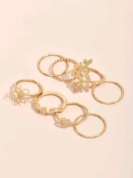 Set de anillos para dama color dorado