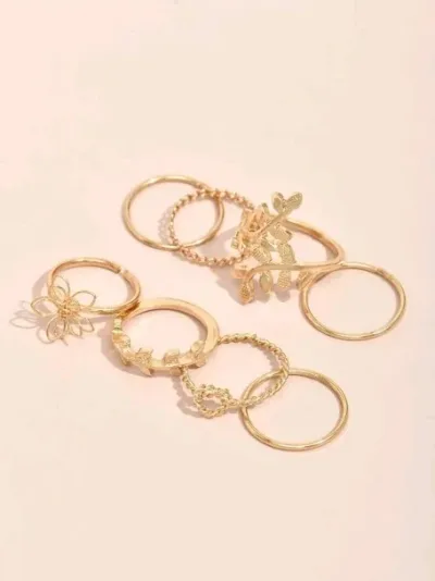 Set de anillos para dama color dorado