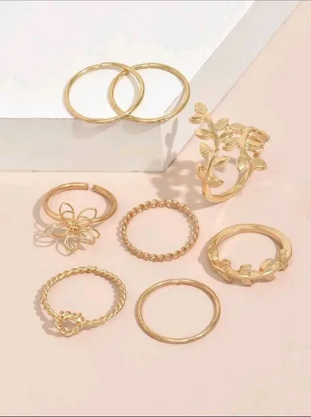Set de anillos para dama color dorado