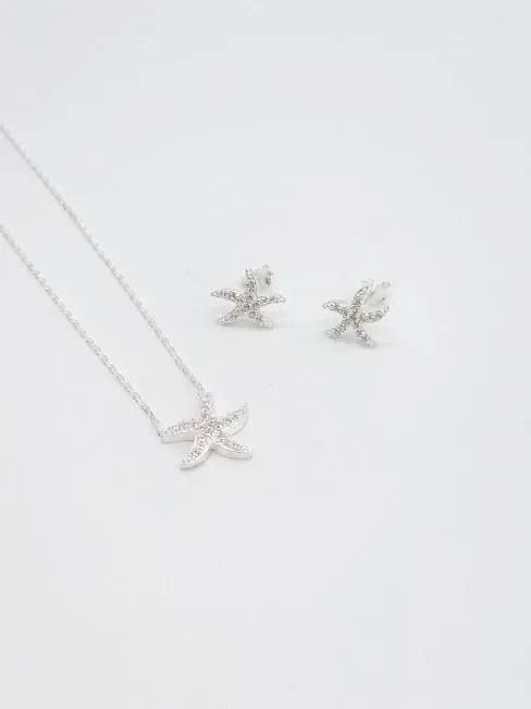 Conjunto de plata 925 para dama con diseño de estrella de mar