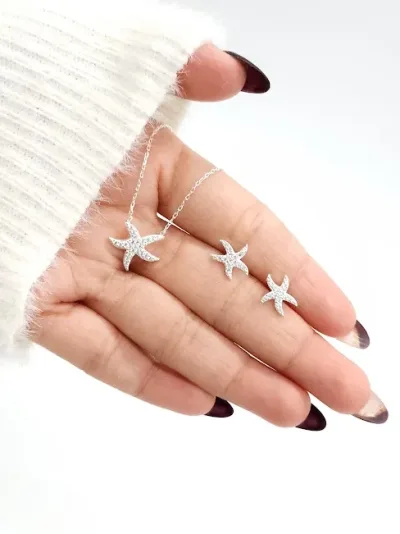 Conjunto de plata 925 para dama con diseño de estrella de mar