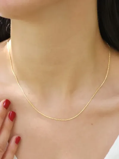 Collar plata 925 para dama color dorado con baño de oro 18K #14