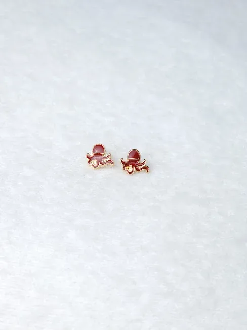 Par de aretes para dama diseño de pulpo