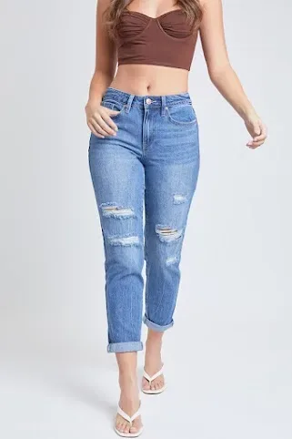Mom Jeans para dama color azul mezclilla  P51868