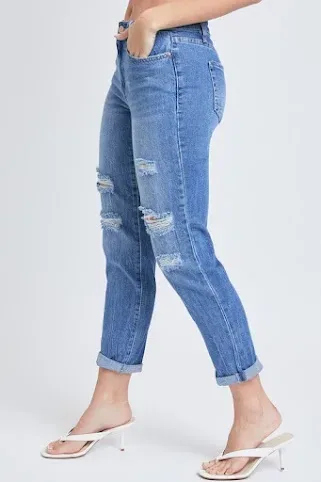 Mom Jeans para dama color azul mezclilla  P51868