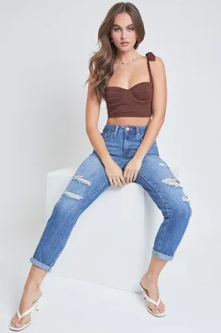 Mom Jeans para dama color azul mezclilla  P51868