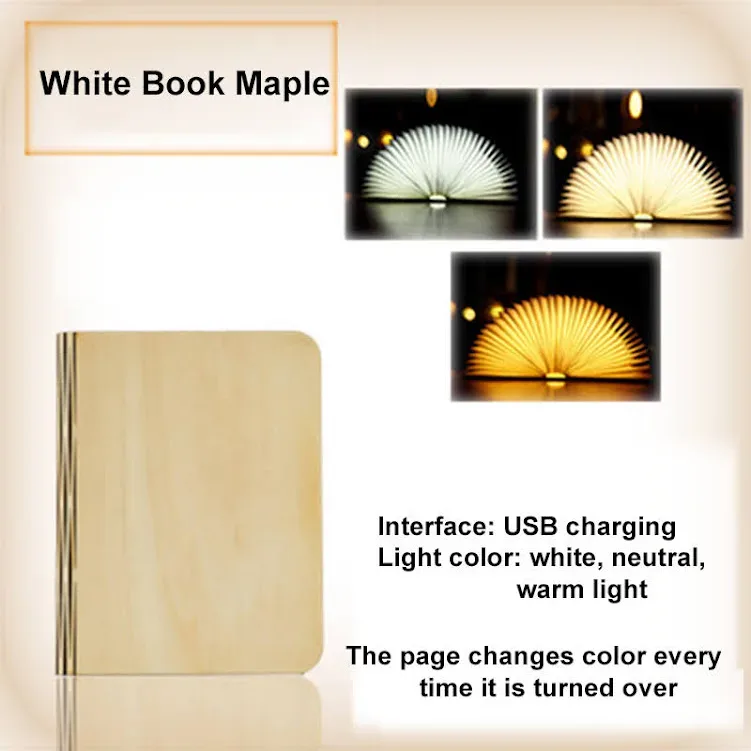 Lámpara LED acabado de madera en forma de libro