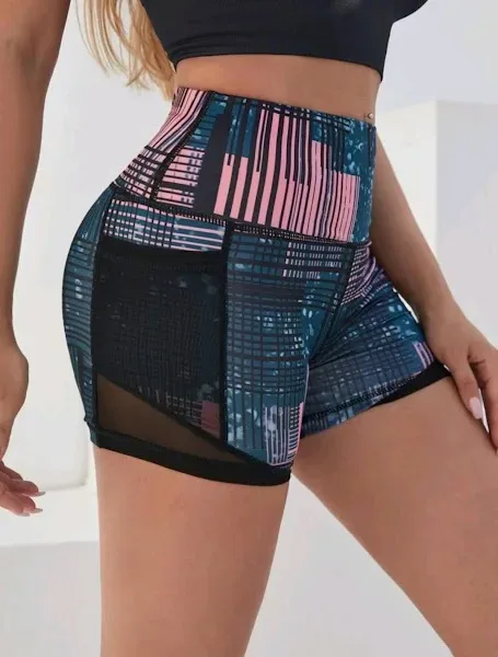 Short deportivo estampado geométrico