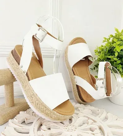 Sandalias para dama color blanco y beige