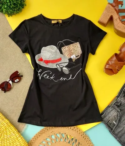 Camiseta para dama con diseño de accesorios