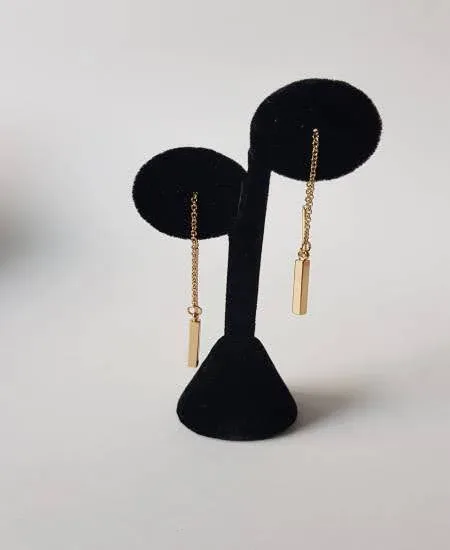 Aretes para dama de fantasía con forma de cadena y punta rectangular
