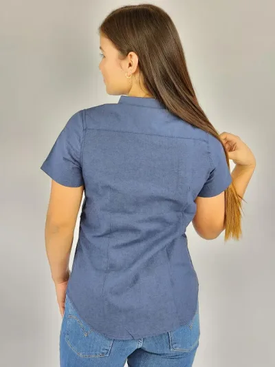 Camisa Cambrige Polo para muchacha color azul