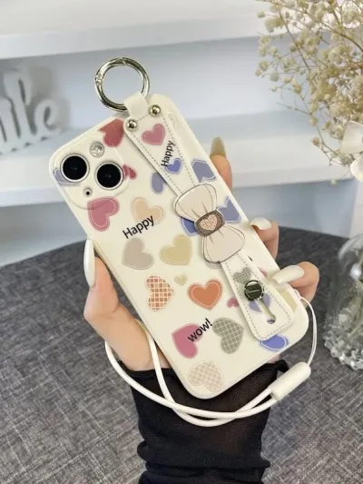 Funda para celular con diseño de corazones
