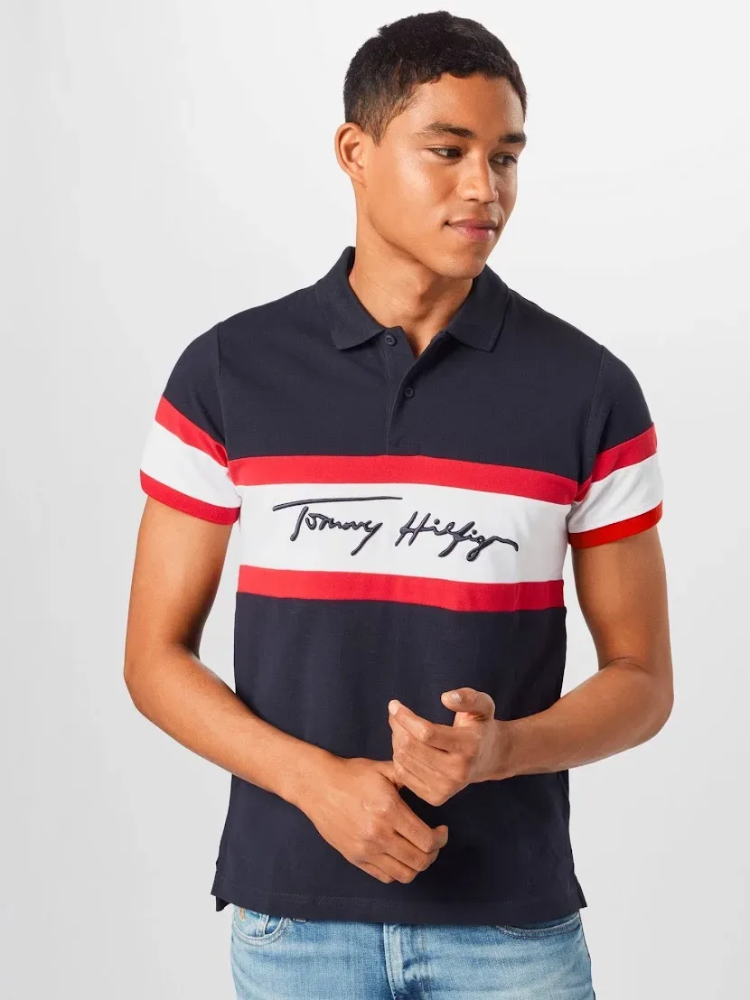Camiseta Tommy Hilfiger para caballero color blanco, azul y rojo