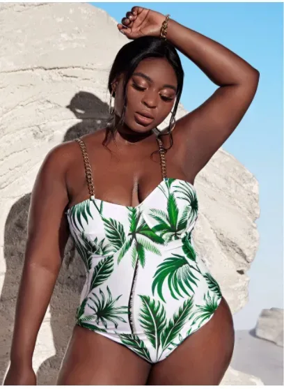 Vestido de baño para dama color blanco y verde
