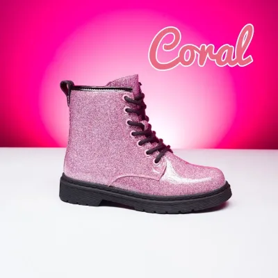 Botines Coral Delila Pink Glitter para niña