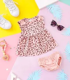 Vestido  Carte's para niña color rosado animal print