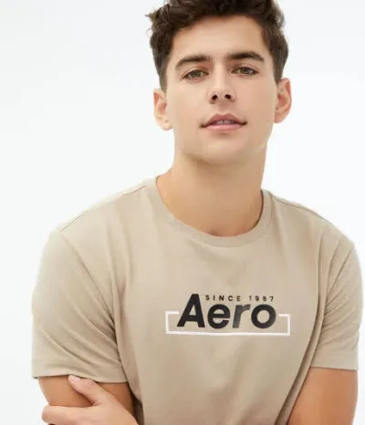 Camiseta  Aereopostal para caballero color beige