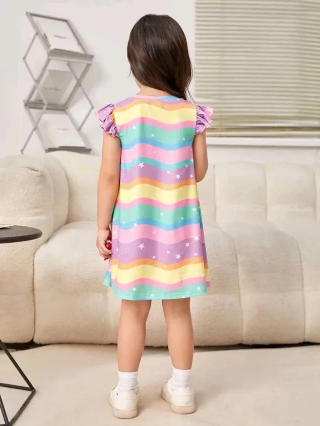 Vestido para niña con estampado de unicornio