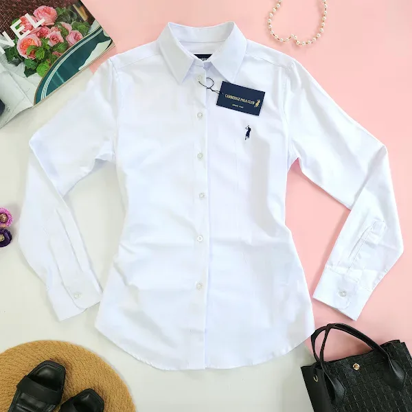 Camisa manga larga Cambridge Polo Club para dama, color Blanco.