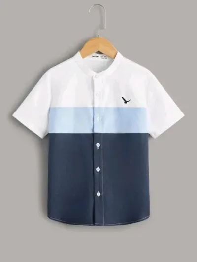 Camisa para niño color celeste azul y blanco