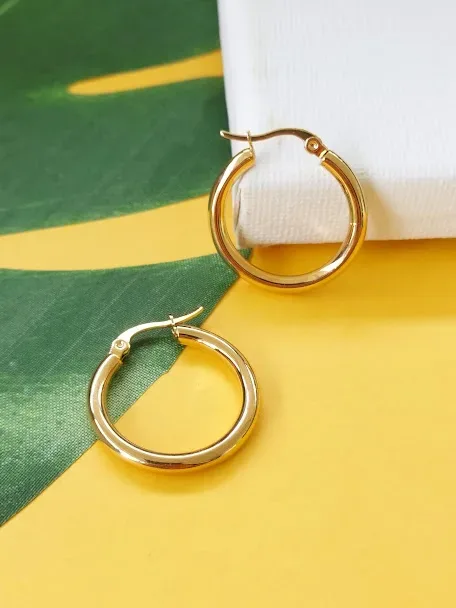 Aretes de acero inoxidable para dama argolla tamaño medio