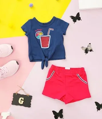 Conjunto para niña color azul y rojo